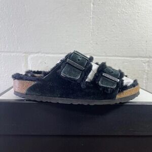 Birkenstock Arizona Shearling Black Suede Slide‎ Sandals Women's 39 EU/8 US